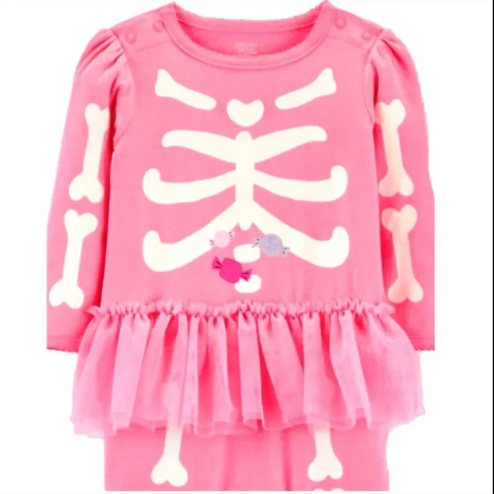 𝅺NWT PINK CANDY TUMMY SKELETON HALLOWEEN SLEEPER